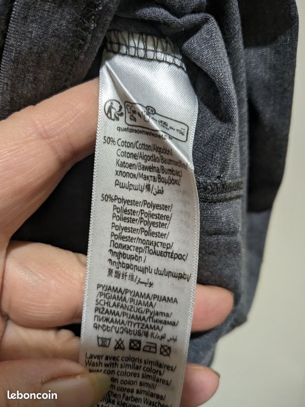 Pyjama homme gris, à carreaux Melba. Taille XXL (image 7)