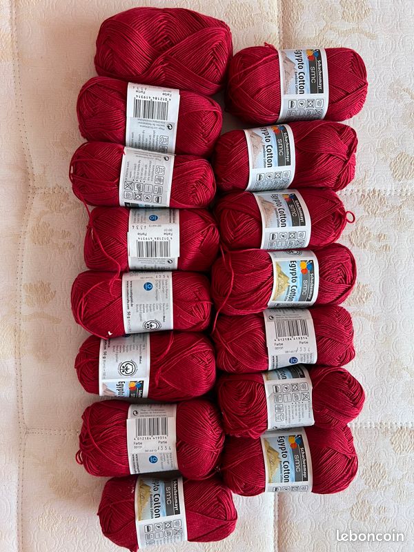 16 pelotes coton mercerisé « Egypto Cotton » couleur rouge (Farbe 131) (image 1)