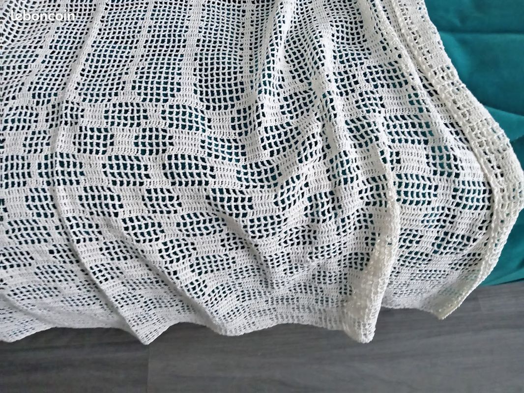 Rideau maille crochet fait main coton écru (image 12)