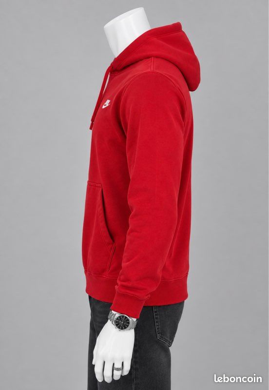 Sweat pull à capuche Nike Sportswear homme rouge logo brodé blanc | Taille M | Neuf (image 3)