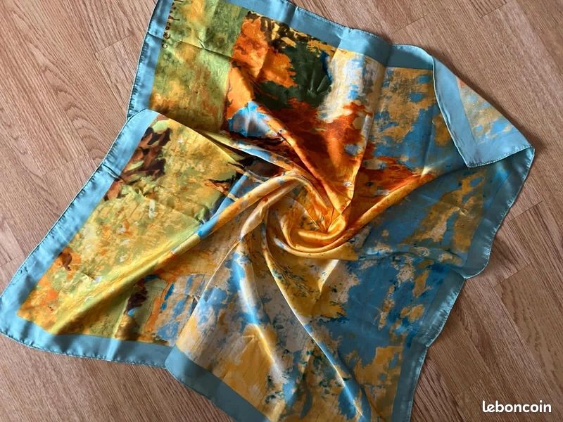 Foulard carré multicolore style artistique – chic & lumineux (image 2)