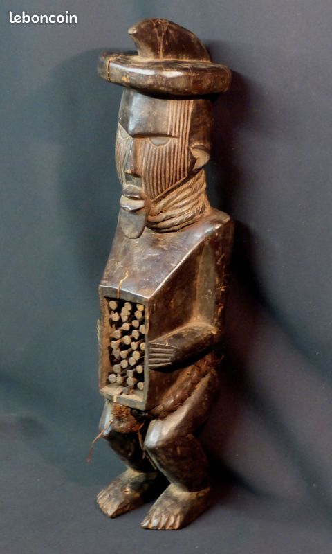 Art Africain grande statuette de sorcier téké congo 49cm diversité matériaux afrique (image 3)