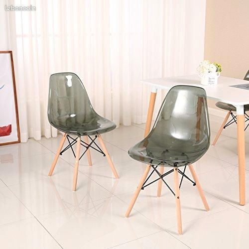 Lot de 2 chaises scandinaves transparentes fumées neuves 💯 (image 1)