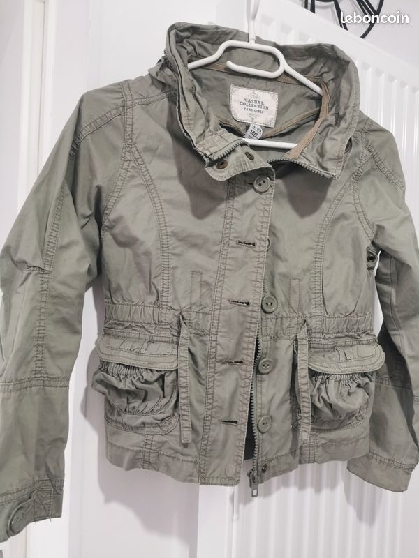 Veste Matelassée à Capuche Zara Femme - Taille L (UK 16) - Kaki - Polyester - Hiver - Occasion TB