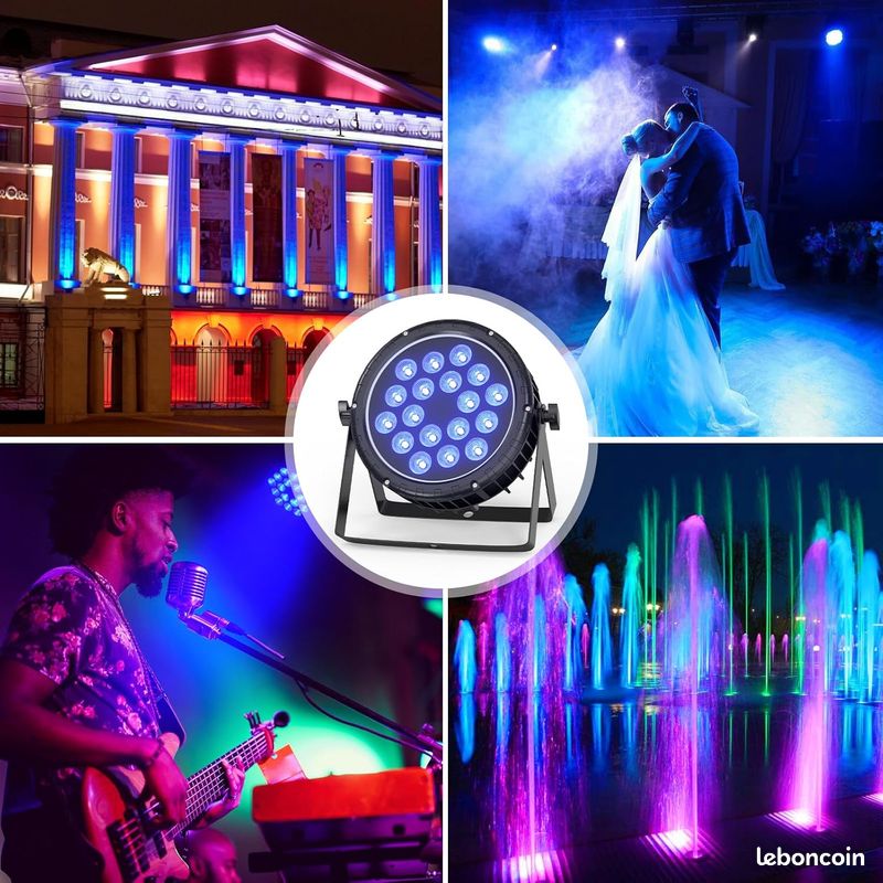 éclairage Scène DMX Projecteur Par LED RGBW 18x10W IP65 - Étanche, DMX 4/8 - Pour Scène, Bar, Club, Mariage, Extérieur