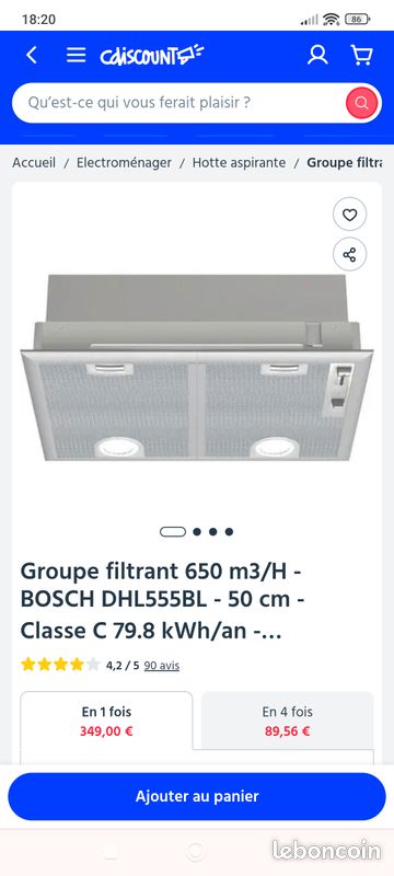 Hotte aspirante encastrable BOSCH très bon état (image 3)