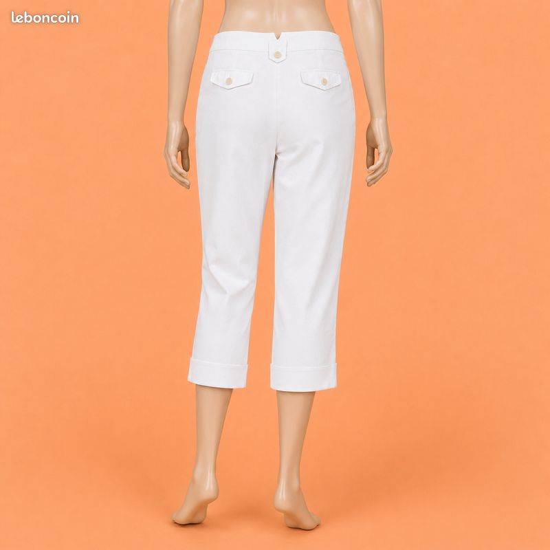 Pantacourt Cropped Corsaire Blanc Capri Femme Chic été GERARD DAREL Taille 40 Neuf (image 2)