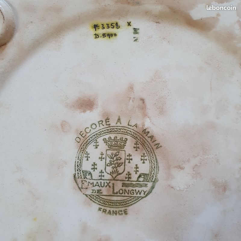Dessous De Plat Vintage Céramique J.B – Bordeaux – 20 Cm – Années 1940-1960