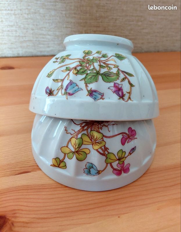 2 Bols En Faïence Vintage – Motif Floral – France – 1920-1949