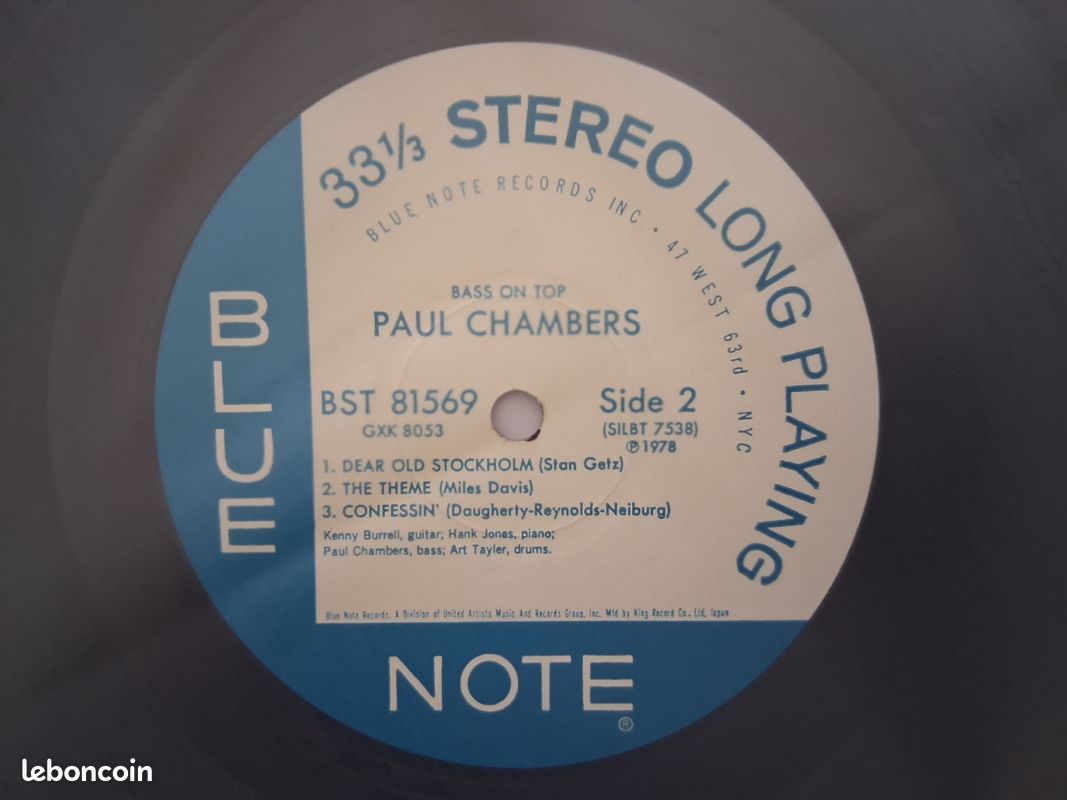Vinyle (Japon) PAUL CHAMBERS QUARTET - Bass on Top (1978, Blue Note – GXK 8053, BST 81569) (image 2)