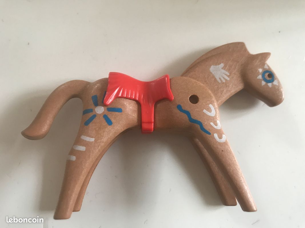 PLAYMOBIL 3733 3396 Cheval Beige Peintures de Guerre indien