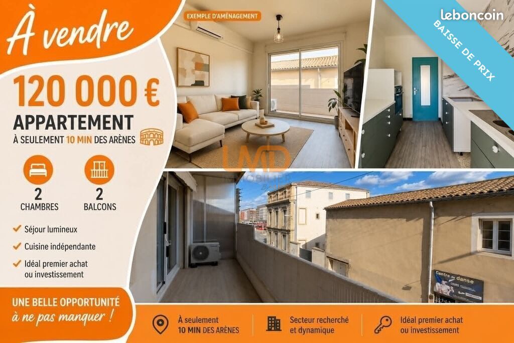 Appartement 3 pièces 64 m² · à Nîmes · 64 m² · 120 000 €