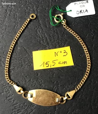 Bracelet Gourmette Maille Plaqué Or Vintage - Poinçonné, Occasion