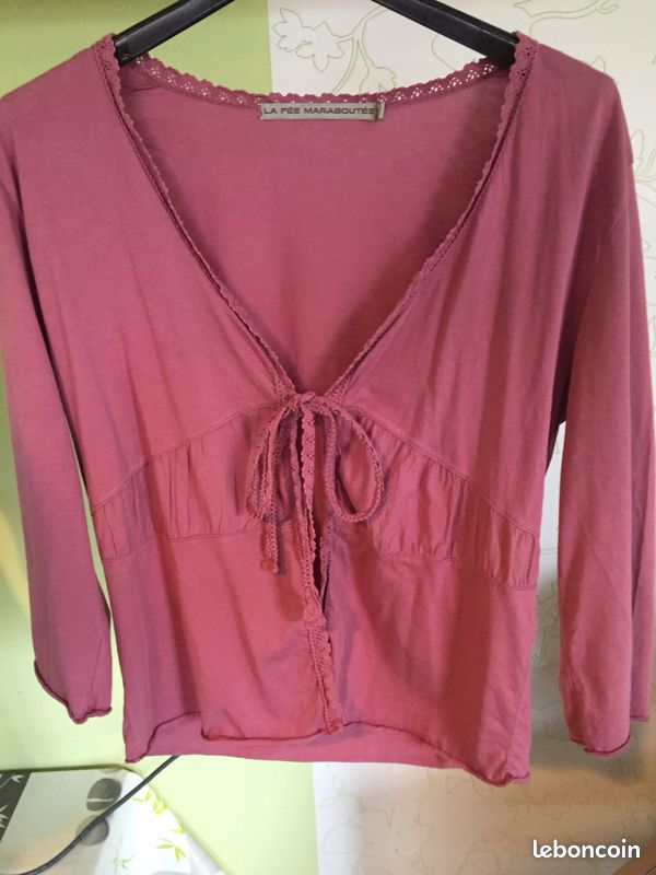 Gilet vieux rose taille 2 La fée maraboutée (image 1)