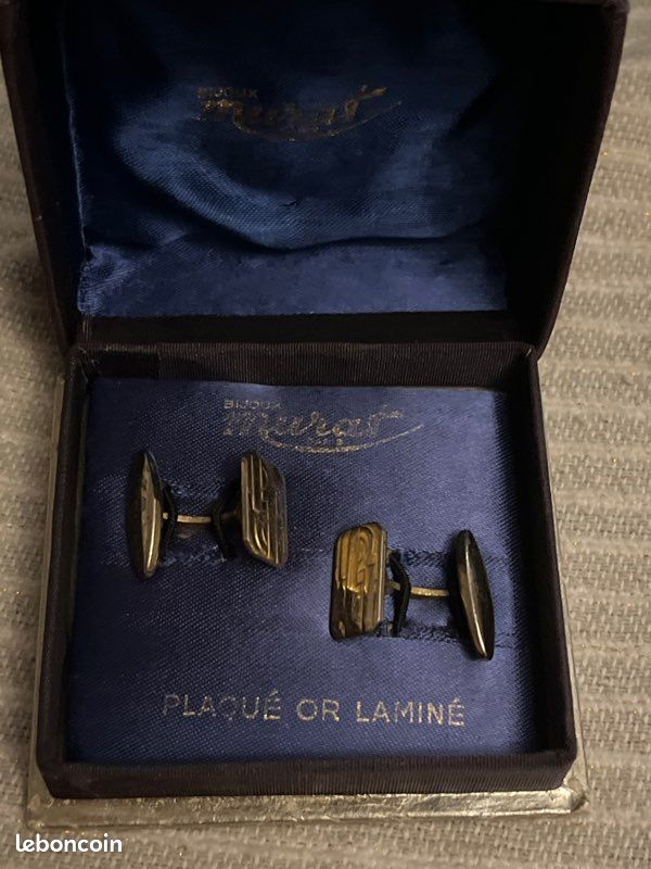 Boutons De Manchette Vintage Plaqué Or MURAT - Avec Boîte D'origine - Élégance Rétro