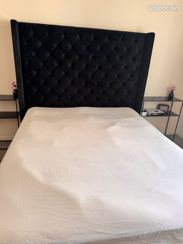 Urgent Lit coffre 160x200 noir + 2 tables de chevet offertes – 350 (image 3)