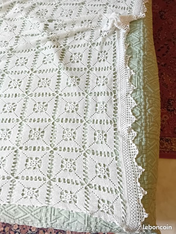 Couvre-lit vintage, 190x190 cm, réalisé au crochet (image 3)