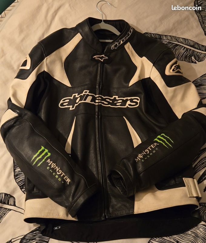 Monster Energy Blouson Kawasaki Leather Jacket Monster Energy