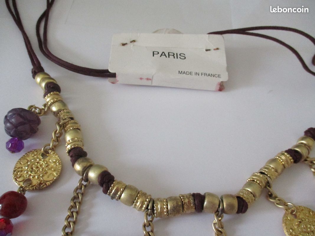 Collier Sautoir Vintage Long Perles De Verre - Multicolore Ambre Rose Vert - Plus De 90 Cm