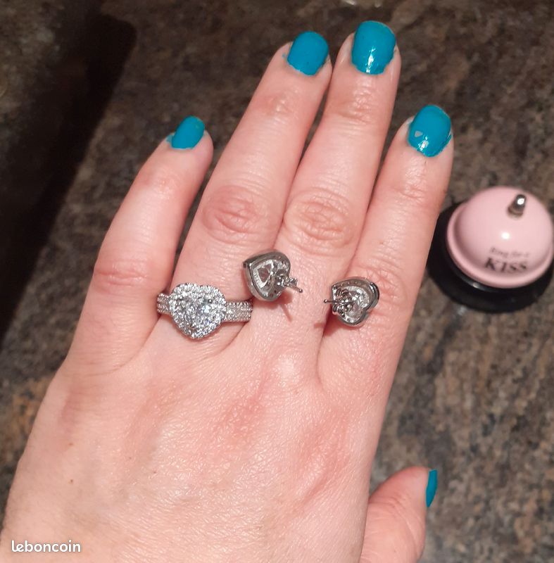 Bague et boucles d'oreilles neuve en argent taille 💍 54 (image 4)