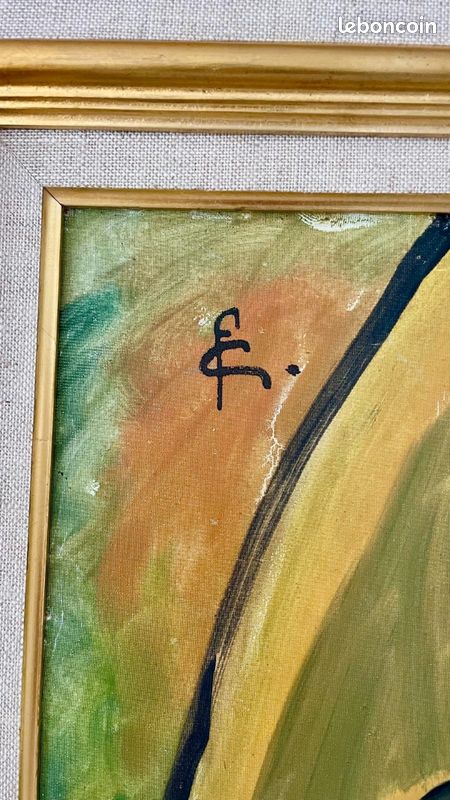 Grand Tableau peinture vintage signé (image 5)