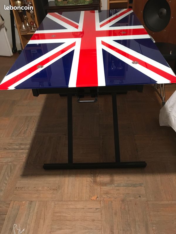 Table avec plateau en verre motif drapeau britannique UK (image 4)