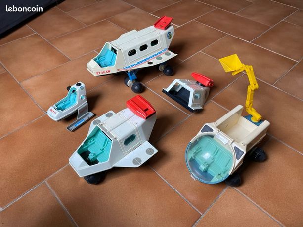 Lot Playmobil Vintage Playmospace - 4 Tasses Chrome + Base Navette - Pièces Rares #4