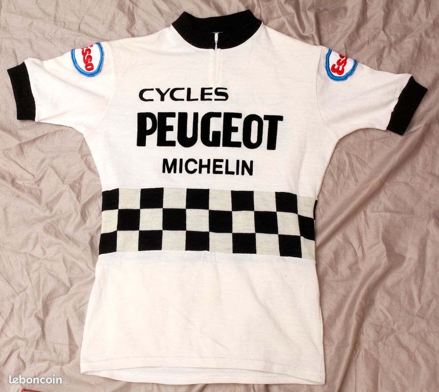 Maillot Cycliste Vintage Hottelet Tarbes Peugeot Michelin - Années 80 - Taille L