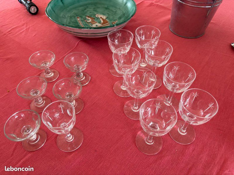 14 jolis petits verres à pied en cristal et verre vintage (image 1)