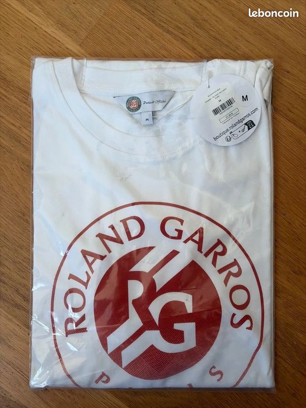 T-shirt Roland-Garros Femme – Blanc, Coton, Manches Courtes, Taille 2, Neuf Sans étiquettes