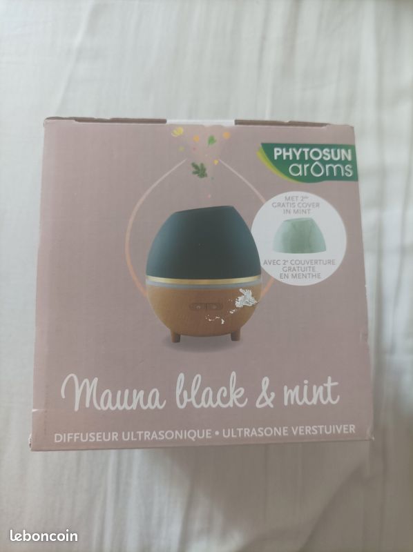 Diffuseur d'huiles essentielles Mauna black & mint phytosun lumineux avec socle noir et vert (image 3)