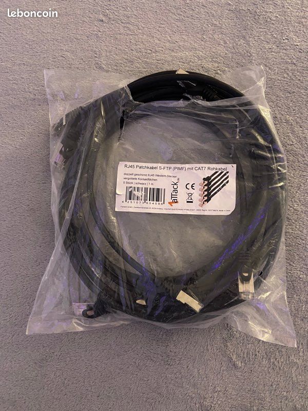 5 câbles RJ45 cat7 renforcés de 1m (image 1)