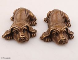 STATUETTE BRONZE CHIEN COUCHE laiton (image 2)