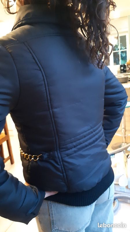 Manteau noir femme col haut T36-T38 (image 3)