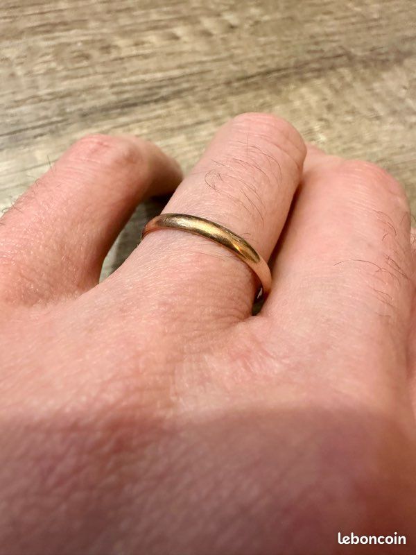 Bague Alliance En Or Rose 18 Carats - Taille 56, Anneau Large Vintage
