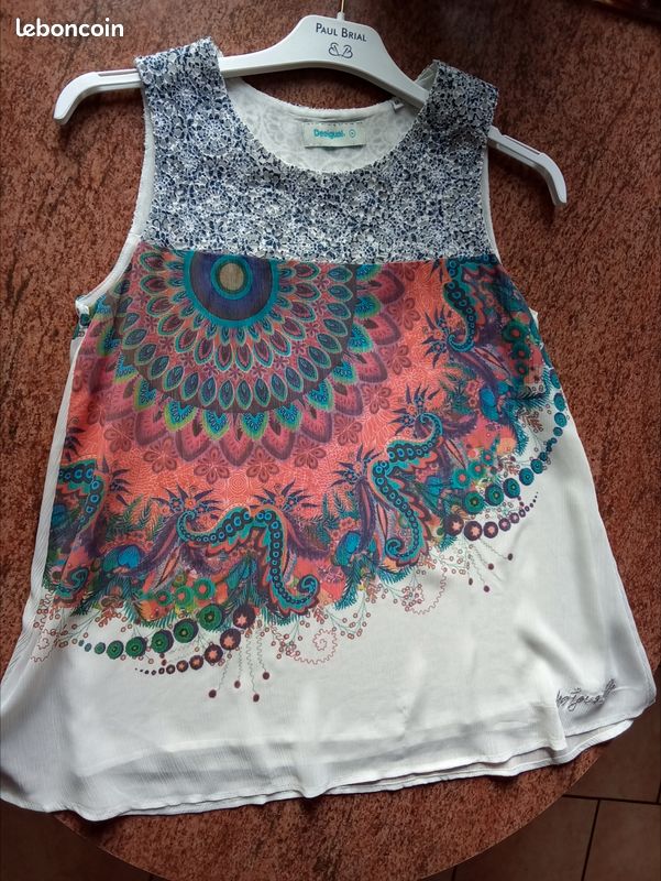 Tunique Desigual En Voile Multicolore - Taille L (40), Occasion En Très Bon état