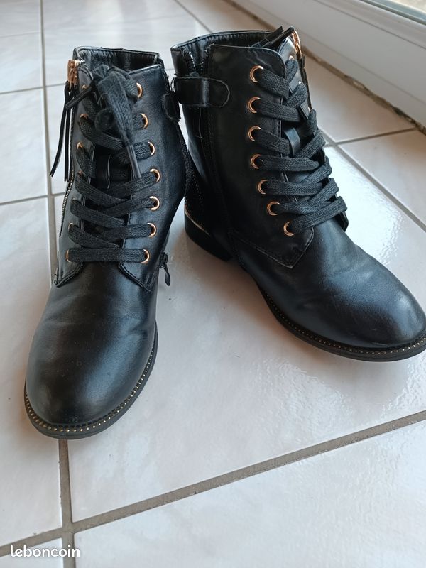 Bottines noires fille T34 (image 1)