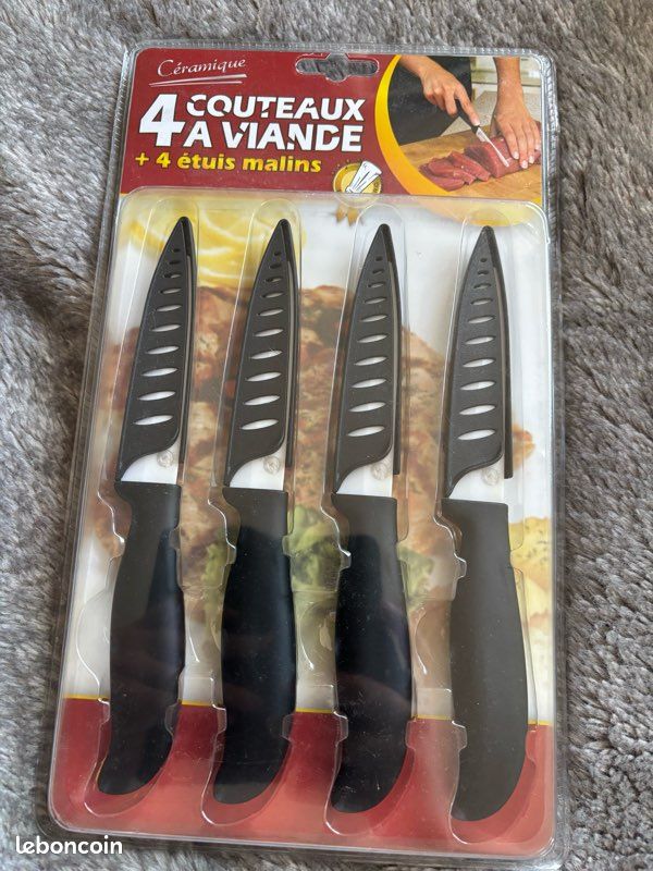 Lot de 4 couteaux à viande en céramique – Neufs sous emballage (image 1)