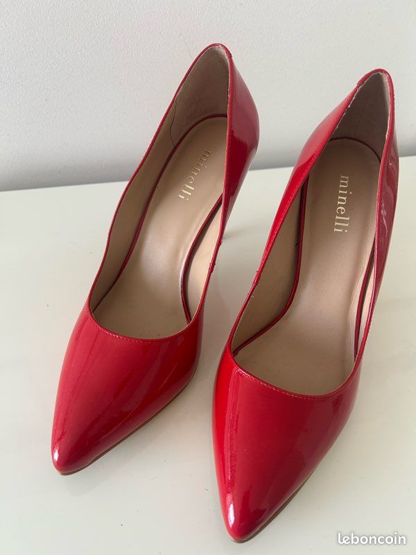 Chaussures Minelli Escarpin Rouge Minelli Escarpins Rouge En Cuir