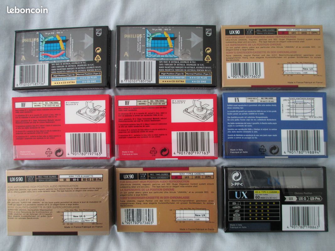 Cassette Audio Sony UX-S Chrome Class 90 Min – Scellée – Neuf