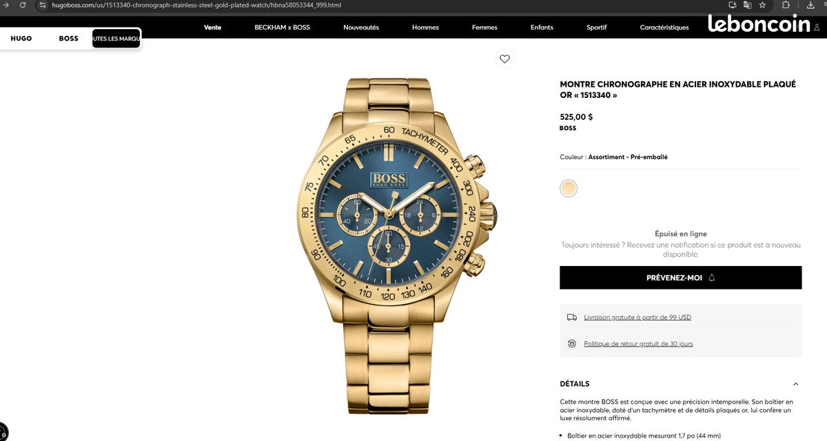 boss gold watch montre hugo boss 1513340