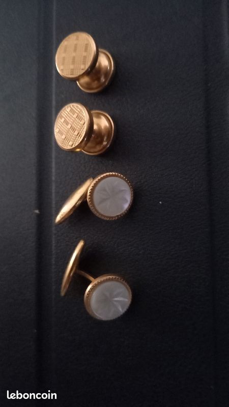 2 paires boutons manchettes plaqué or (image 1)