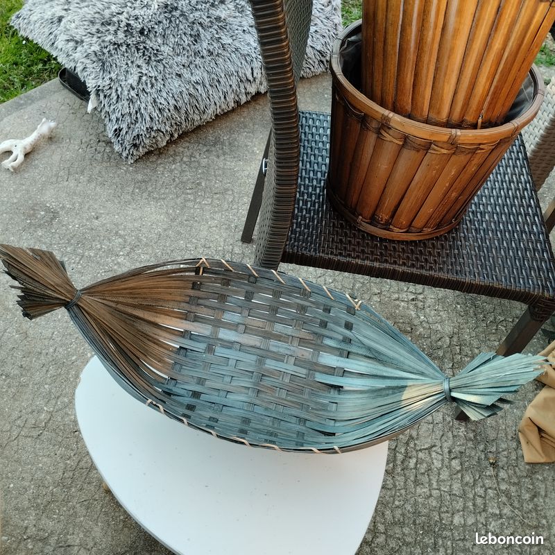Corbeille de rangement en osier -Ameublement d'occasion