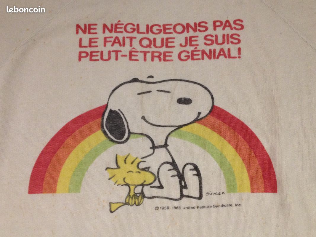 Sweat Vintage Snoopy & Woodstock Années 70 Made In USA - Taille S Homme / M Femme - Rare