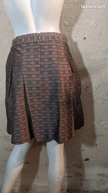 Jupe Femme Cotélac Taille 42 - Couleur Mauve/marron - Style Plissé - Occasion Très Bon état