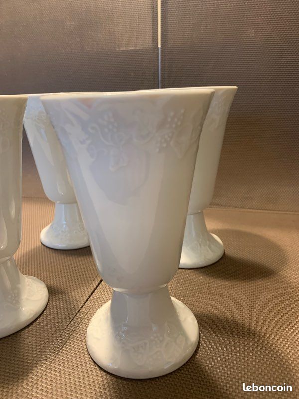 4 Mazagrans en porcelaine CNP "lierre sauvage" à motifs en relief 14,5 cm (image 2)