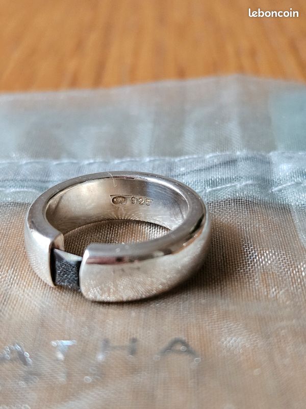 Bague Ancienne En Argent Massif 925 - Jonc Alliance Style Dôme - Taille 52 - Créateur Agatha - Occasion