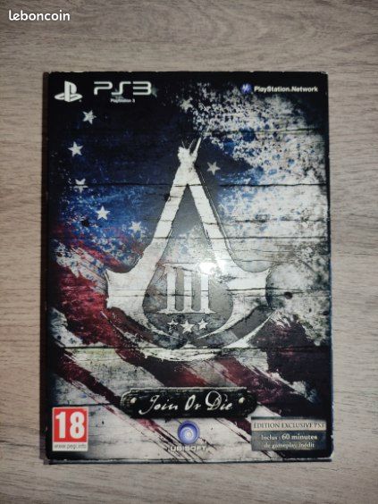Jeu PS3 Assassin's Creed III Join Or Die Édition Collector - Complet, Bon état