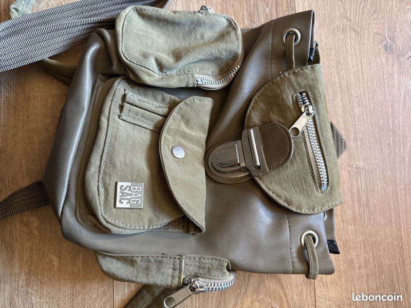 Sac à dos vintage BagSac kaki (image 5)
