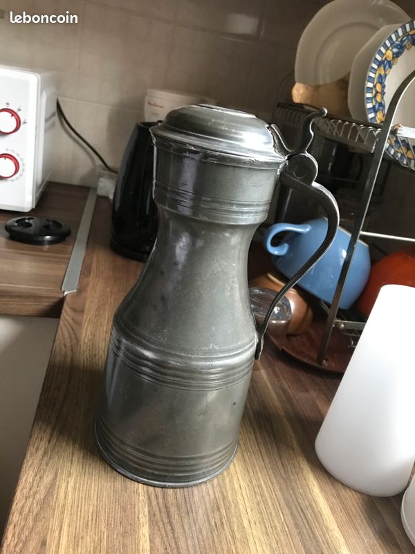 Etain antiquites ECOSSE 18e pichet dit TAPPIT HEN. H 28cm (image 8)